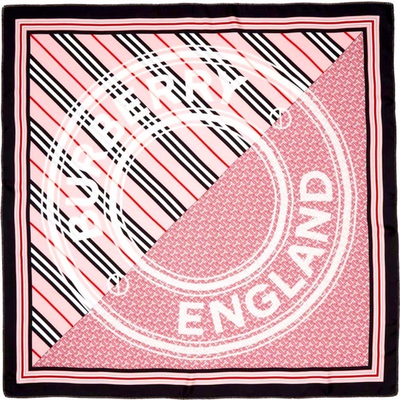 Burberry Accessories - BURBERRY TB Monogram Heritage Square Silk Scarf in Bubblegum Pink